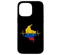 Colombia Map Flag Silhouette With Heartbeat Line Case for iPhone 14 Pro Max