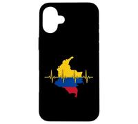 Colombia Map Flag Silhouette With Heartbeat Line Case for iPhone 16 Plus