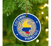 Colombia Ornament Keepsake World State Map Flag Round Christmas Tree Ornament Ceramic Porcelain Hanging Latin America Hispanic Country European Asia Africa Flags Christmas Keepsake Tree Decorations