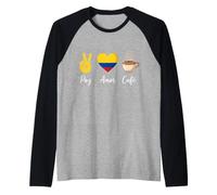 Colombia Paz Amor Cafe Peace Love Coffee Raglan Baseball Tee