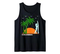 Colombia Surf South America Beach Palms Vacation Souvenir Tank Top