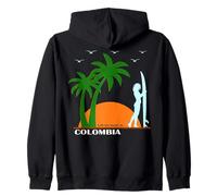 Colombia Surf South America Beach Palms Vacation Souvenir Zip Hoodie
