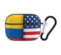 Colombian And U.S.A Flag Compatible with Airpod Pro Case PC Scratch-Resistant Drop-Proof Protective Cover with Keychain