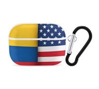 Colombian And U.S.A Flag Compatible with Airpod Pro Case PC Scratch-Resistant Drop-Proof Protective Cover with Keychain