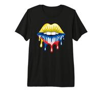 Colombian Flag Dripping Lips National Pride Design Premium T-Shirt
