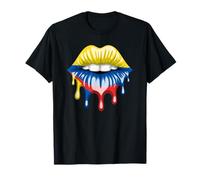 Colombian Flag Dripping Lips National Pride Design T-Shirt