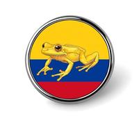 Colombian Flag Golden Poison Frog Round Enamel Lapel Pin Backpack Brooches Badge Jewelry Aesthetic Jackets Hats Decor Art
