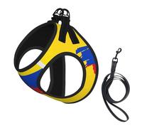 Colombian Flag Print Small Dog Harness And Leash Set, Adjustable Soft Vest With 360° Reflective Straps For Cats Puppy