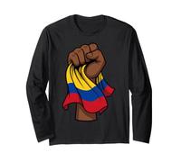 Colombian Flag Raised Fist Design Colombia Pride Long Sleeve T-Shirt