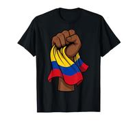 Colombian Flag Raised Fist Design Colombia Pride T-Shirt