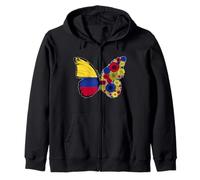 Colombian Girls Roots Colombia Flag Pride Heritage Butterfly Zip Hoodie