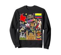 Colombian hand drawn symbols, Colombia map, cultural icons Sweatshirt