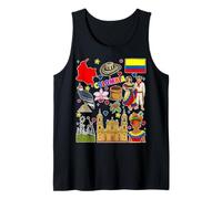 Colombian Hand Drawn Symbols, Colombia map, Cultural Icons Tank Top