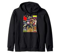 Colombian hand drawn symbols, Colombia map, cultural icons Zip Hoodie