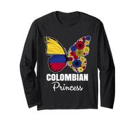 Colombian Princess Butterfly Roots Pride Colombia Heritage Long Sleeve T-Shirt