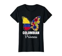 Colombian Princess Butterfly Roots Pride Colombia Heritage T-Shirt