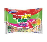 Colombina Bon Bon Bum Lollipops, Assorted Flavor, 48 Count (Pack of 1)