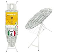 Colombo Ironing Board PRATICA 120x40 with Laundry Rack, White, Large | Folding Ironing Board Adjustable Height Max 95 cm | Laundry Basket | Organic Cotton Board Cover | Made in Italy