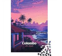 Colombo, Sri Lanka Coastal View 1000 Piece Jigsaw Puzzle, Asian Architecture Inspired View, Interlocking Paper Pieces, Family Night Game for Families, 38x26cm/1000pcs