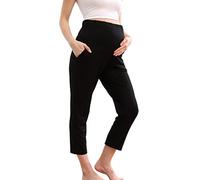 COLOMI Maternity Pregnancy Trousers Under and Over Bump Joggers for Pregnant Women Leggings Black