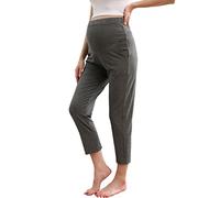 COLOMI Maternity Pregnancy Trousers Under and Over Bump Joggers for Pregnant Women Leggings Dark Grey