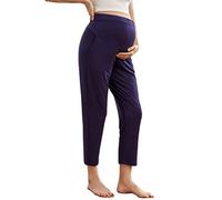 COLOMI Maternity Pregnancy Trousers Under and Over Bump Joggers for Pregnant Women Leggings Navy Blue
