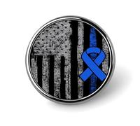 Colon Cancer Awareness America Flag Round Metal Badge Lapel Pin,Stylish Patriotic Pattern Button Brooch Decorative Badges for Men Women