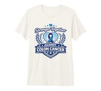 Colon Cancer Awareness Blue Support Ribbon Stronger Together Premium T-Shirt