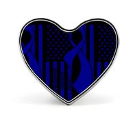 Colon Cancer Awareness Blue U.S.A Flag Heart Metal Brooches 1 Inch Memorial Badges Exquisite Decorations Pins for Clothing