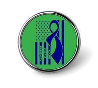 Colon Cancer Awareness Blue U.S.A Flag Round Brooch Pins Lapel Tie Badge Metal Memorial Button Pin Kit for Hat Shirt Clothing Bags Decor