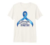 Colon Cancer Awareness Christian Faith Blue Support Ribbon Premium T-Shirt