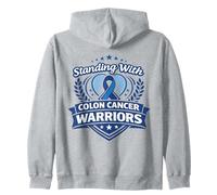 Colon Cancer Awareness Family Blue Support Ribbon Zip Hoodie