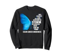 Colon Cancer Awareness Tshirt Blue Butterfly I Am The Storm Sweatshirt