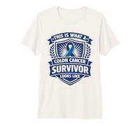 Colon Cancer Survivor Awareness Blue Support Ribbon Premium T-Shirt