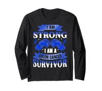Colon Cancer Survivor Month Awareness Blue Ribbon Support Long Sleeve T-Shirt