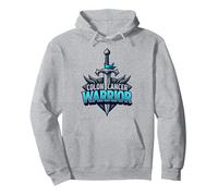 Colon Cancer Warrior: Brave Fighter Empowering Symbol Pullover Hoodie, Adult Unisex, Heather Grey, XXL