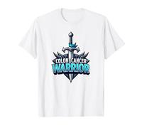 Colon Cancer Warrior: Brave Fighter Empowering Symbol T-Shirt, Men, White, XXL