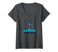 Colon Cancer Warrior: Brave Fighter Empowering Symbol V-Neck T-Shirt, Women, Dark Heather Grey, XXL