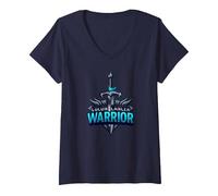 Colon Cancer Warrior: Brave Fighter Empowering Symbol V-Neck T-Shirt, Women, Navy, XXL
