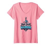 Colon Cancer Warrior: Brave Fighter Empowering Symbol V-Neck T-Shirt, Women, Pink, XXL