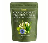 Colon Cleanse | 15 Day Detox with Psyllium Husk, Aloe Vera, Acidophilus Probiotic, Flaxseed Powder, MCT Oil, 30 Capsules | Colon Complex Made in The UK by Roundway Supplements