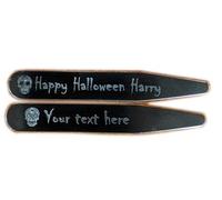 Colonel Fogg - Day of the Dead Engraved Gun Metal Collar Stays to Engrave your Custom Message - Black Cms - Reusable Set - Shirt Stiffeners - Dress Shirt Collar Stays