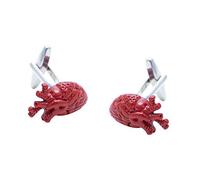 Colonel Fogg - Red Human Heart Cufflinks - Platinum Plated - Novelty Gift for Him - Wedding Cufflinks - Formal Shirt Cuff Links - Mens Cuff Links