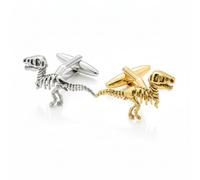 Colonel Fogg - Silver, Gold, or Mixed Dinosaur Cufflinks - Alloy Steel MultiColour - Shirt Accessory for Men - Novelty Cufflinks - Mens Cuff Links