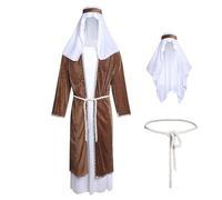 Colonghsou Jesus Costume Adult Joseph Cosplay Halloween Costumes for Men Shepherd Robe Outfit Nativity Set, Brown, S