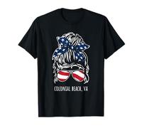 Colonial Beach VA Messy Hair Bun Ribbon Sunglasses Design T-Shirt