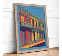 Colonial Facade Maximalist Framed Wall Art Print A1 (84.1×59.4cm) Oak, Wall Decor for Living Room, Bedroom, Office & Home, Ready to Hang, Art Gift