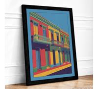 Colonial Facade Maximalist Framed Wall Art Print A2 (59.4×42cm) Black, Wall Decor for Living Room, Bedroom, Office & Home, Ready to Hang, Art Gift