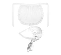 Colonial Outfit White Cap Half Apron Maid Pilgrim Cosplay