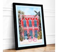 Colonial Paradise Tropical Framed Wall Art Print A3 (42×29.7cm) Black, Wall Decor for Living Room, Bedroom, Office & Home, Ready to Hang, Art Gift